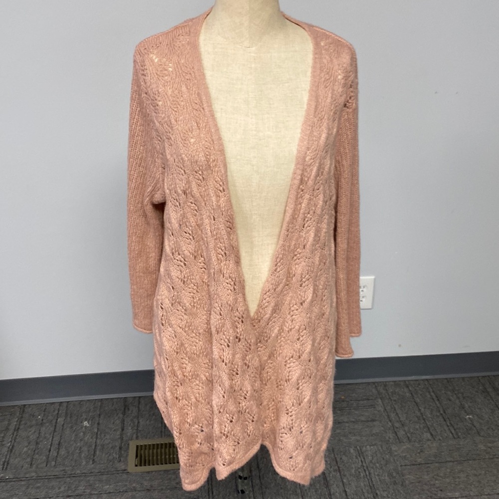 Sonoma Open Front Midi Cardigan Sweater Peach XL